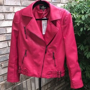 LLF Women’s Faux Leather ZIP Up Moto Biker Jacket